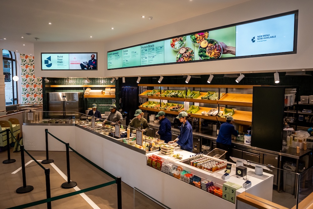 inside the salad project restaurant in Bank